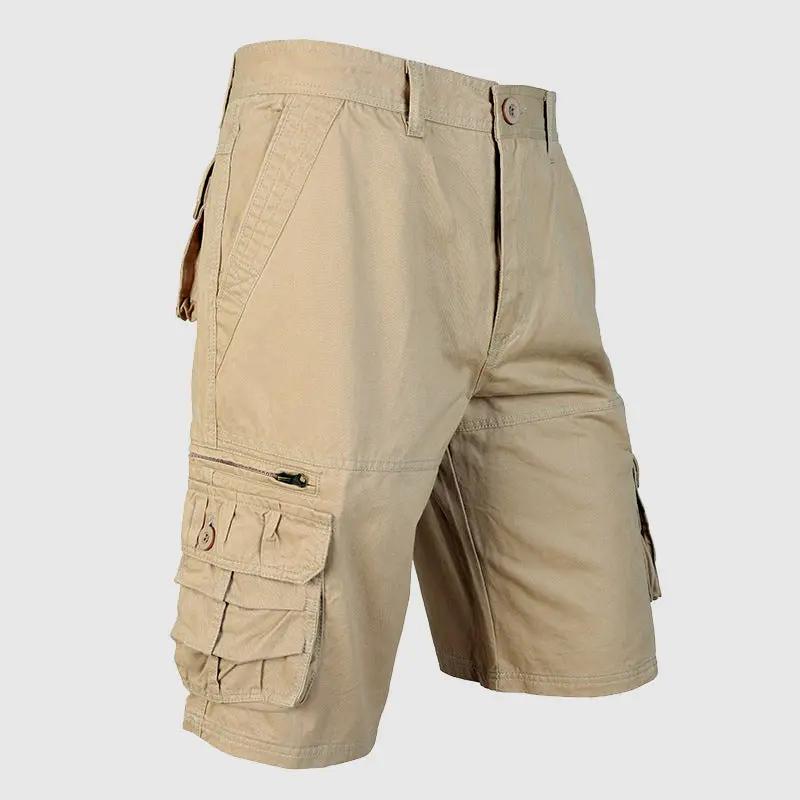 Men’s Cargo Shorts - Cotton Blend - Relaxed Fit - Multi-Pocket Outdoor Wear Khaki