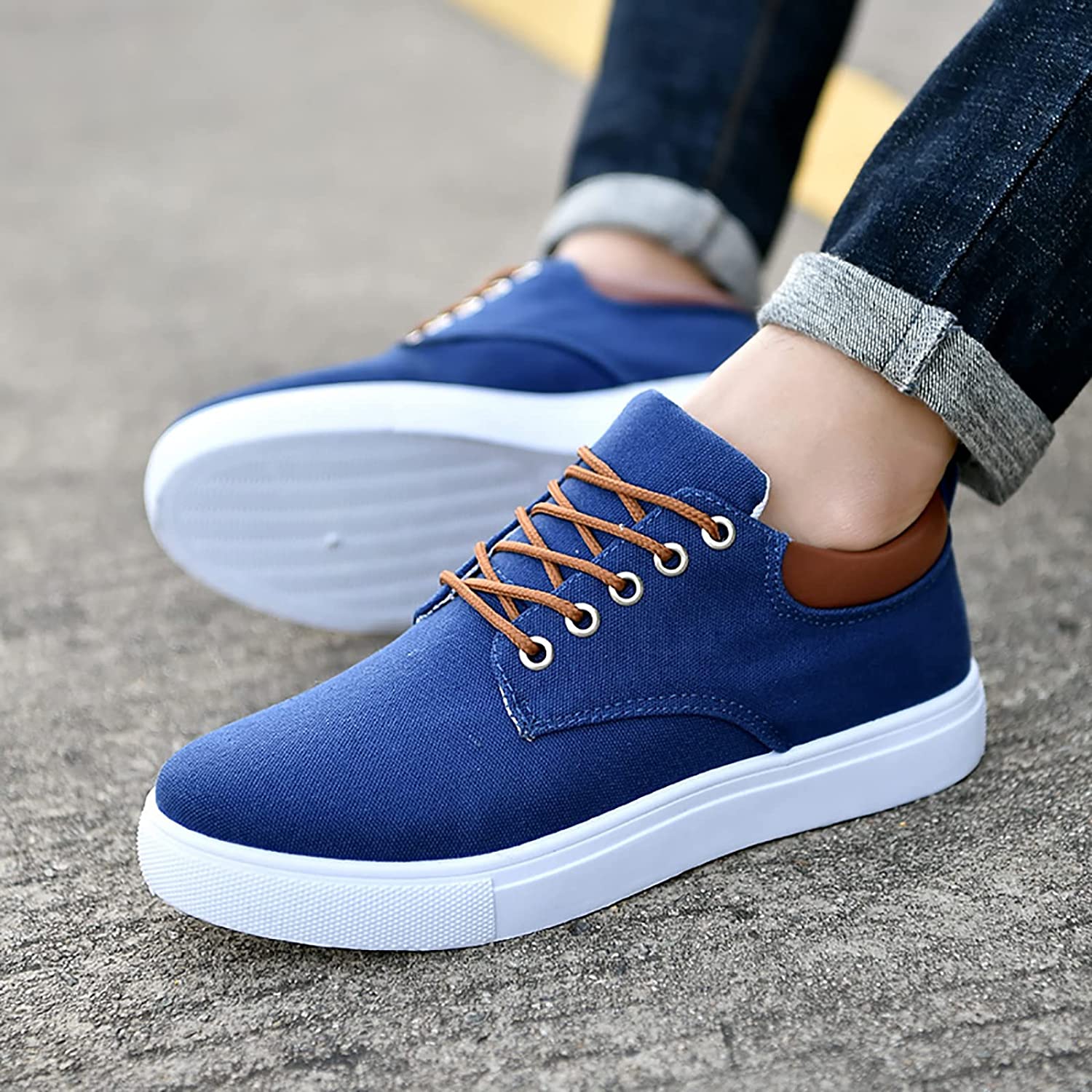 Men’s Low-Top Sneakers – Breathable Blend – Lace-Up Fit – Cushioned Rubber Sole Blue