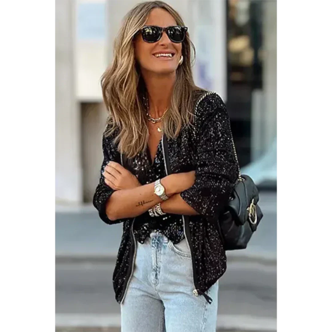 Sequin Bomber Jacket for Women - Relaxed Fit Glam Style - SparkleBomb