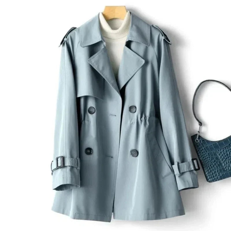 Women's Double-Breasted Belted Trench Coat - CityChic Blue