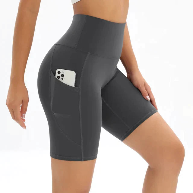 Women's High-Waist Pocket Fitness Shorts - ActiveFlex Dark gray