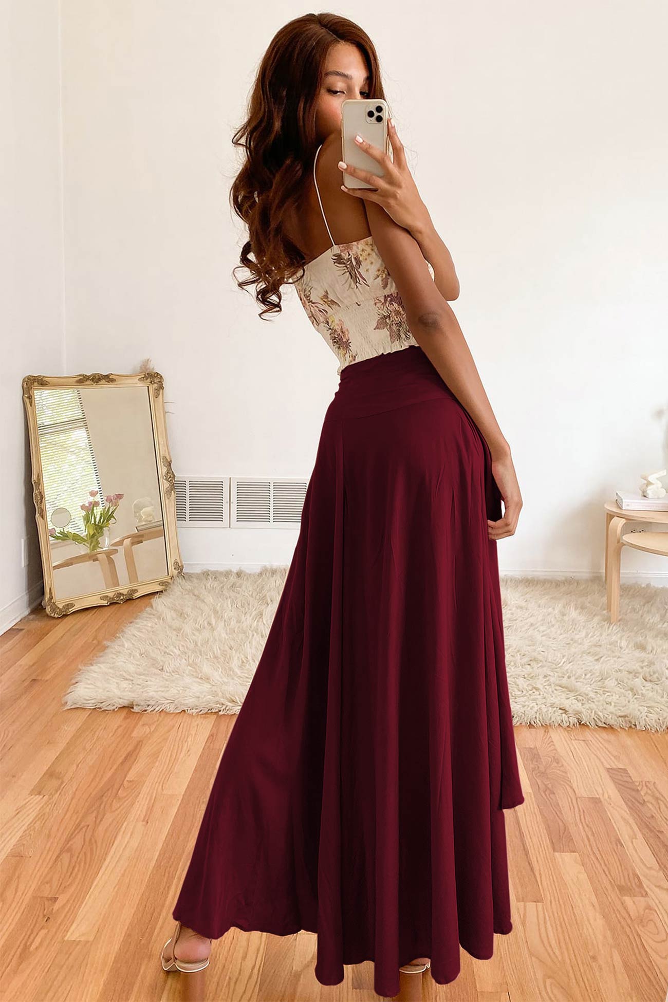 Women's High-Slit Maxi Skirt - Flowy Elegant Chiffon - SlitSkirt