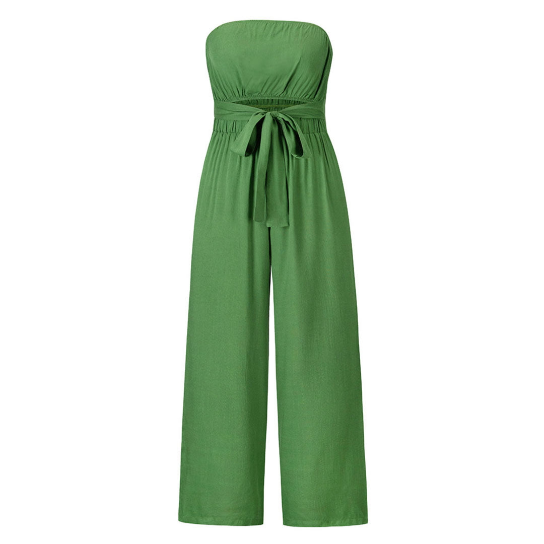 Strapless Casual Jumpsuit for Women Elastic Waist - SunVogue Green