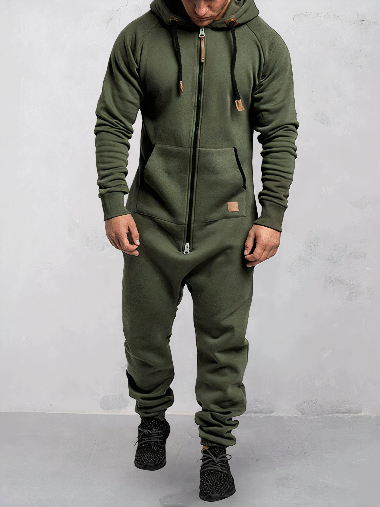 Men’s Tracksuit Set – Cotton Blend – Regular Fit – Full Zip Hoodie – Ribbed Cuffs Green