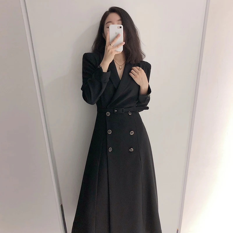 Women's Wool Blend Trench Coat - Tailored Double-Breasted Elegance - UrbanChic