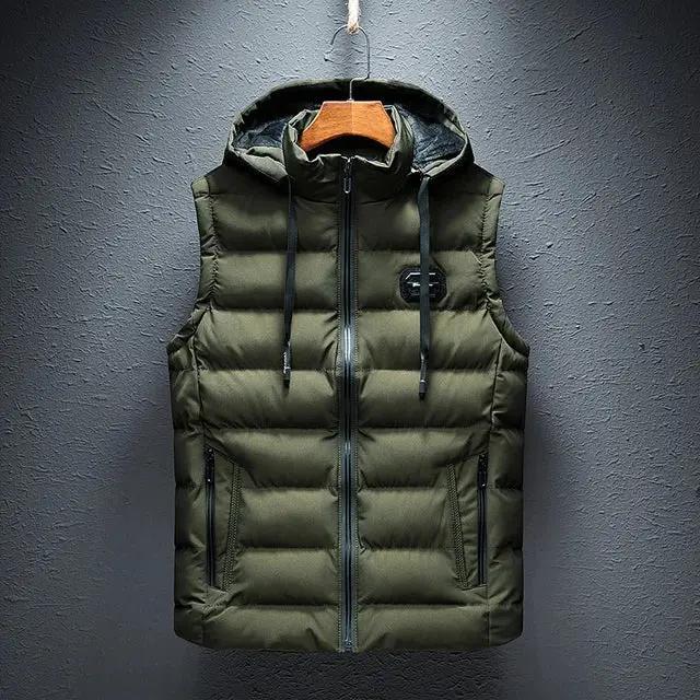 Men's Hooded Puffer Vest - Lightweight, Warm, and Stylish for Versatile Wear Green