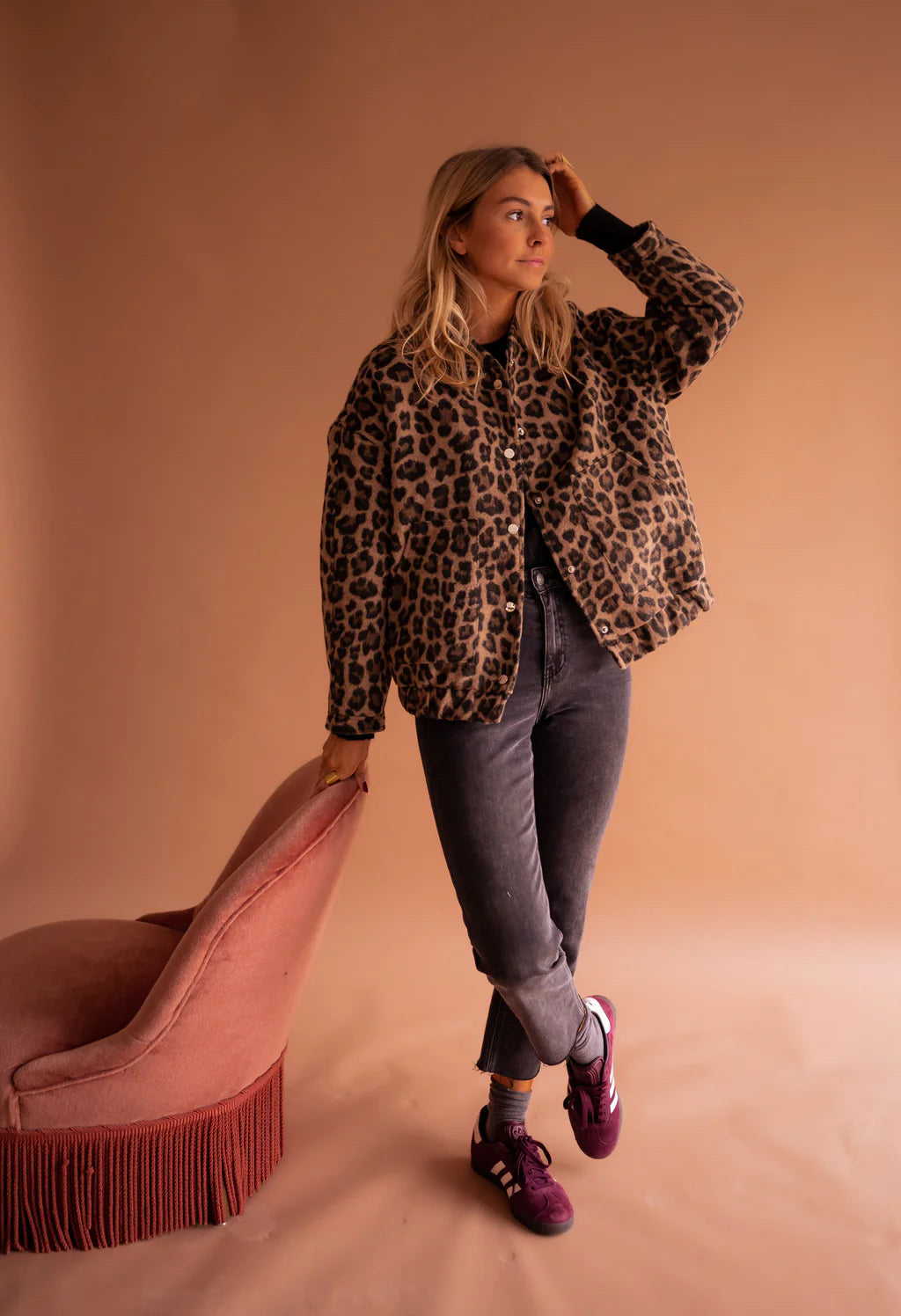 Women's Leopard Print Faux Fur Bomber Jacket - WildGlam
