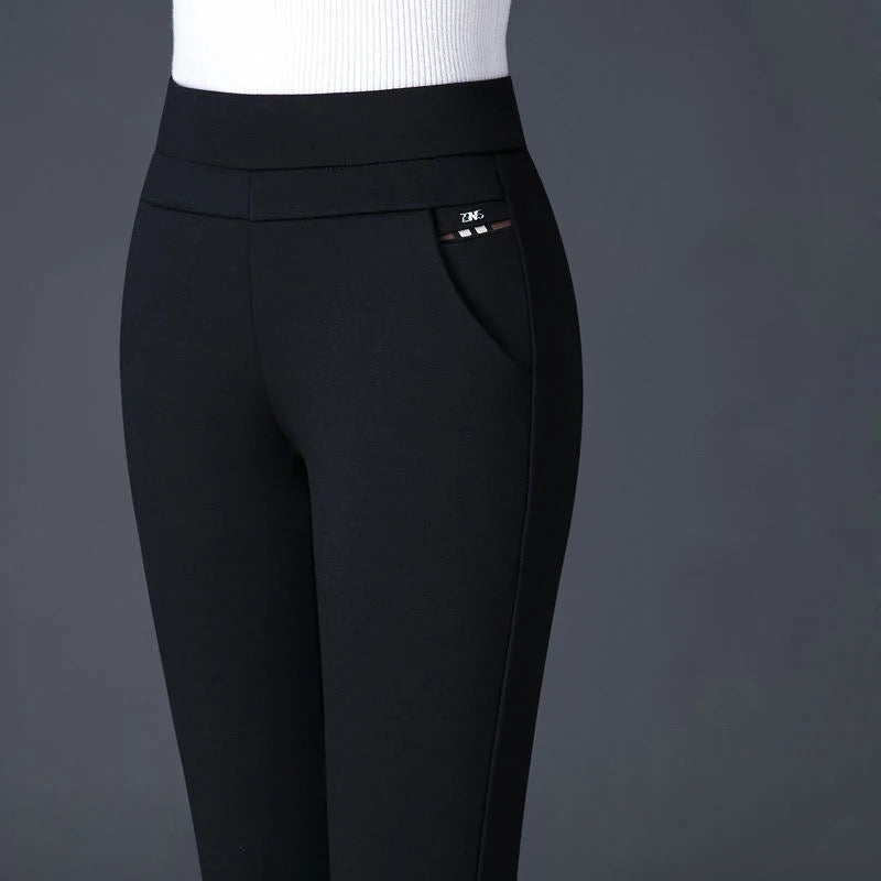 High-Waisted Stretch Leggings for Women - Pocket Illusion - SmoothFlex Black