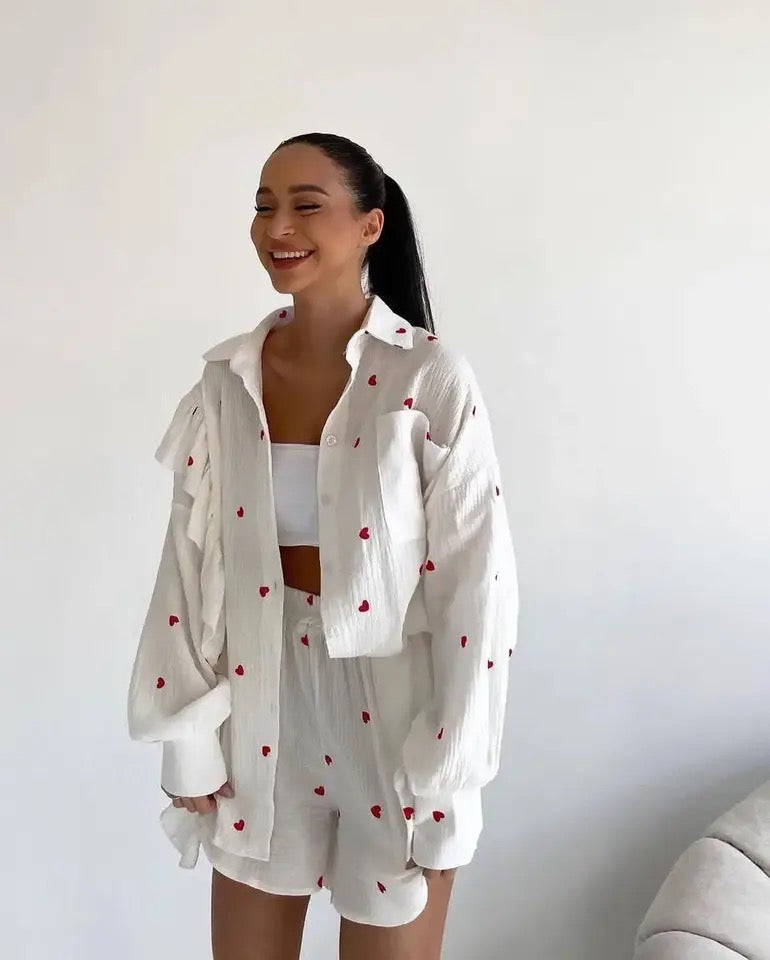 Women's 2-Piece Ruffled Sleeve Co-ord Set - Summer Breeze