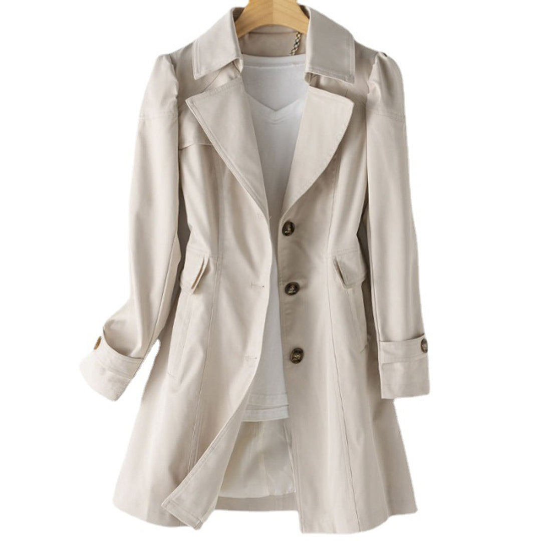 Women's Tailored Trench Coat - Classic Single-Breasted Design - CityChic Ivory