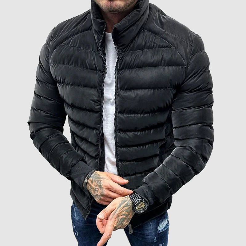 Men's Quilted Puffer Jacket - Insulated Fitted Style - WinterEdge