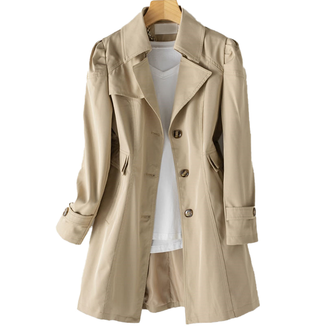 Women's Tailored Trench Coat - Classic Single-Breasted Design - CityChic Khaki