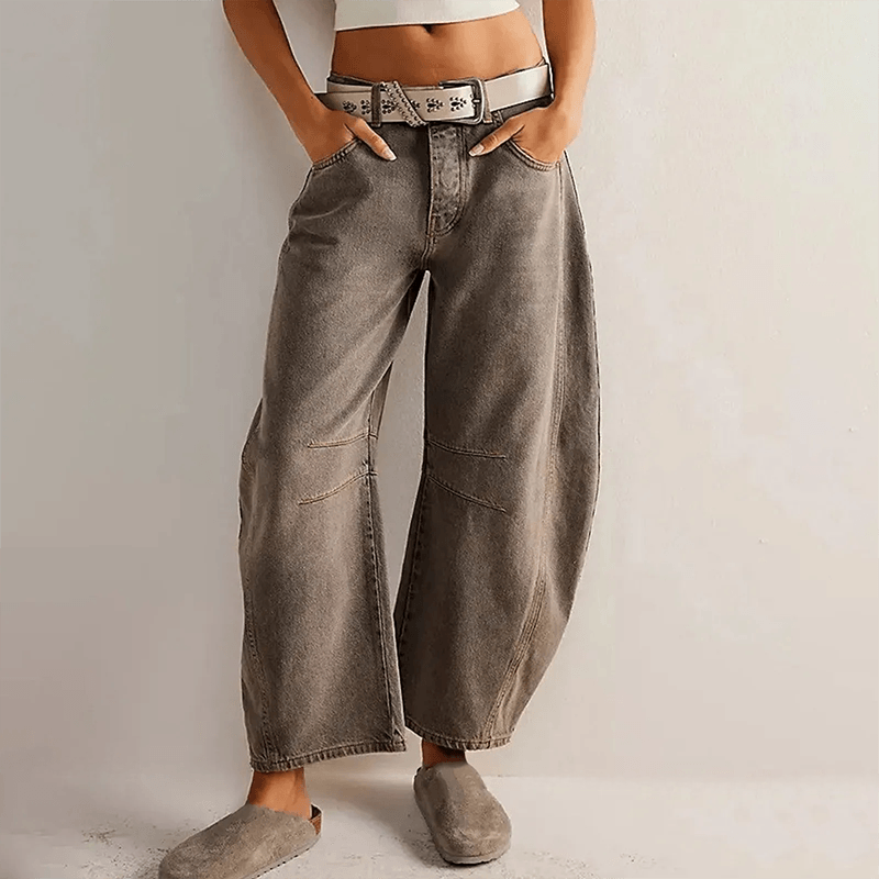 High-Waisted Wide Leg Jeans for Women - ComfortBlend Grey