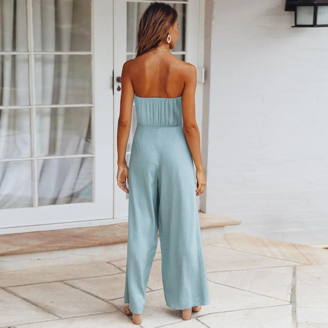 Strapless Casual Jumpsuit for Women Elastic Waist - SunVogue