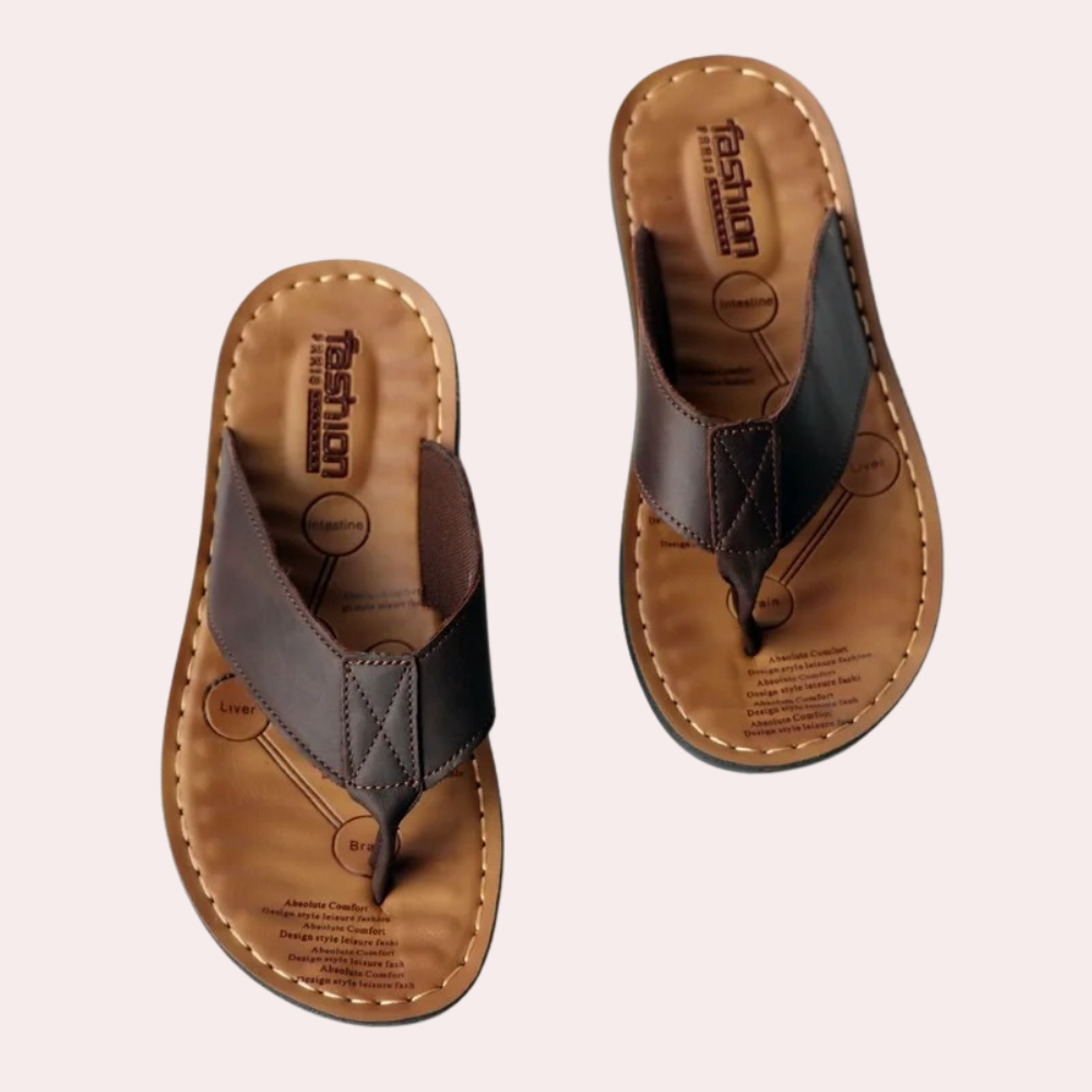 Men’s Slippers – Open Toe – Cushioned Footbed – Slip-On Comfort Fit Brown