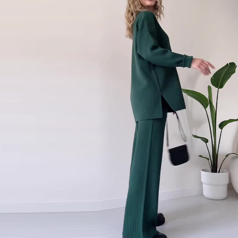 Women's Knit Co-Ord Set - Ribbed & Relaxed - Luxe Lounge