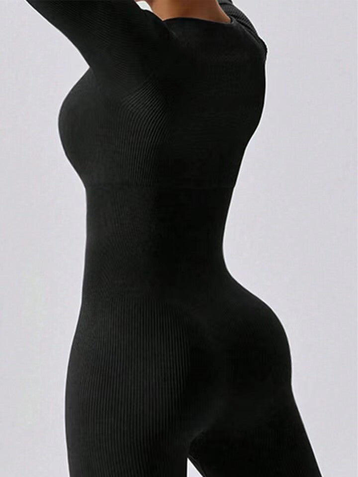 Women's Ribbed Jumpsuit - Chic Stretch Fit Bodysuit - CurveSculpt