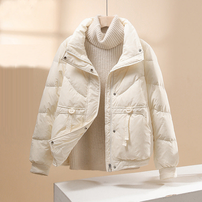 Women's Quilted Puffer Jacket Relaxed Fit - WinterChic Cream