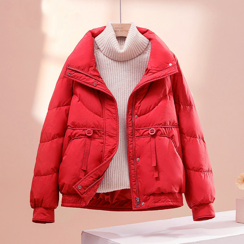Women's Quilted Puffer Jacket Relaxed Fit - WinterChic Red