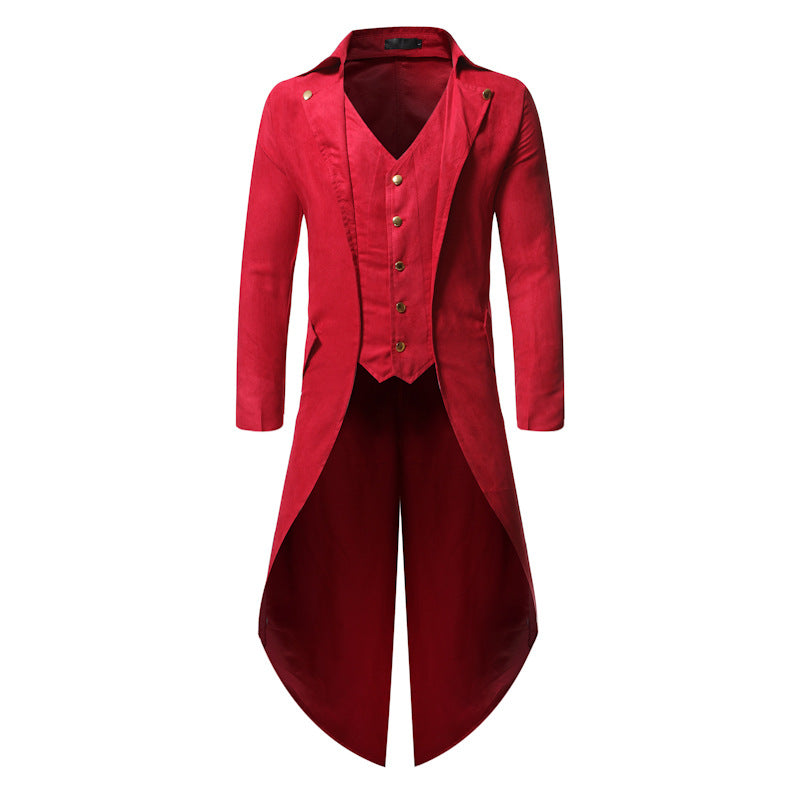 Vintage steampunk jacket for men Red