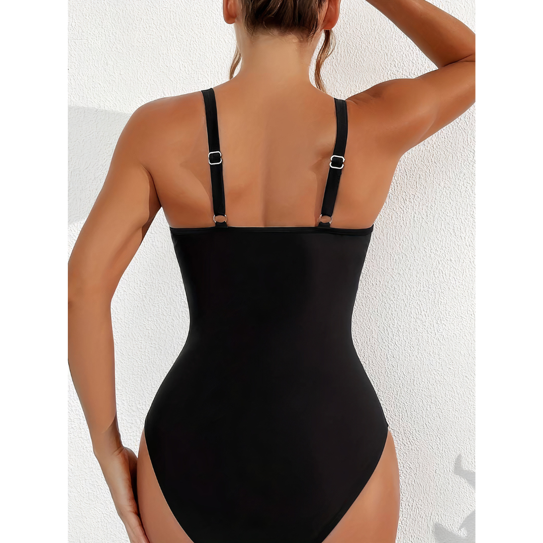 Women's Mesh Panel One-Piece Swimsuit - Flattering High-Cut - SeaSculpt