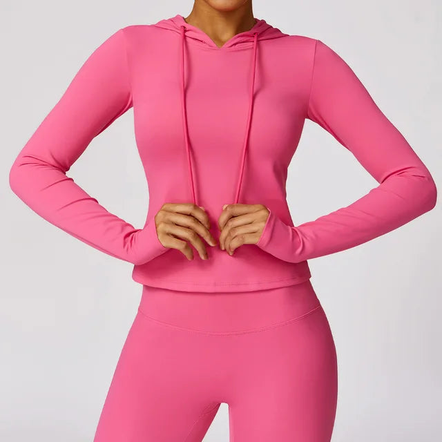 Women's Athletic Hoodie Moisture-Wicking Stretch - ActiveFlow Pink