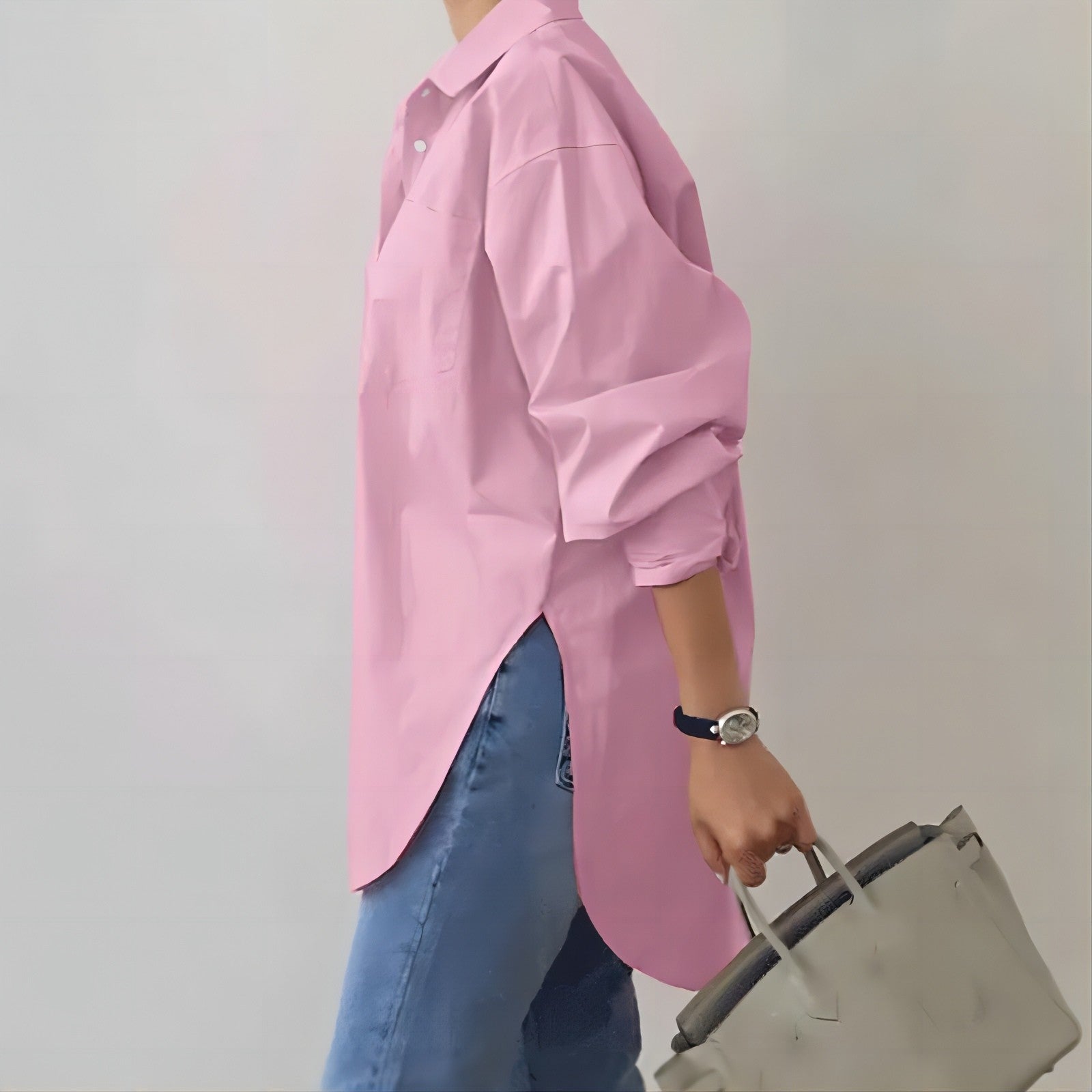 Women's Relaxed Fit Oversized Shirt - Effortless Chic, Button-Up - StyleEase