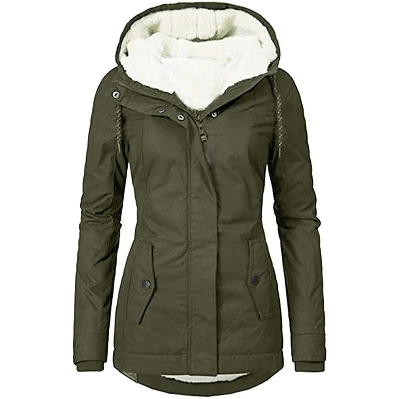 Women's Plush-Lined Weather Resistant Parka - UrbanShield Green