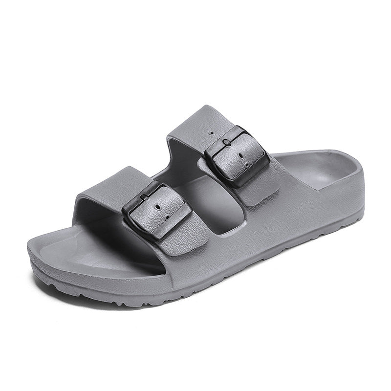 Men’s Sandals – Synthetic Leather – Open Toe – Adjustable Buckle Straps – Thick Sole Gray