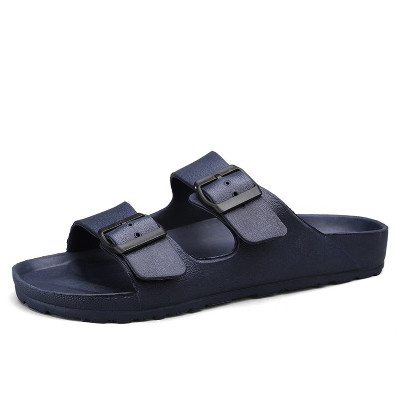 Men’s Sandals – Synthetic Leather – Open Toe – Adjustable Buckle Straps – Thick Sole Blue