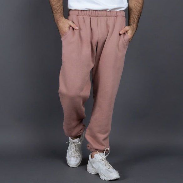 Men’s Sweatpants – Relaxed Fit – Elastic Waistband – Cotton – Side Pockets – Full Length Pink