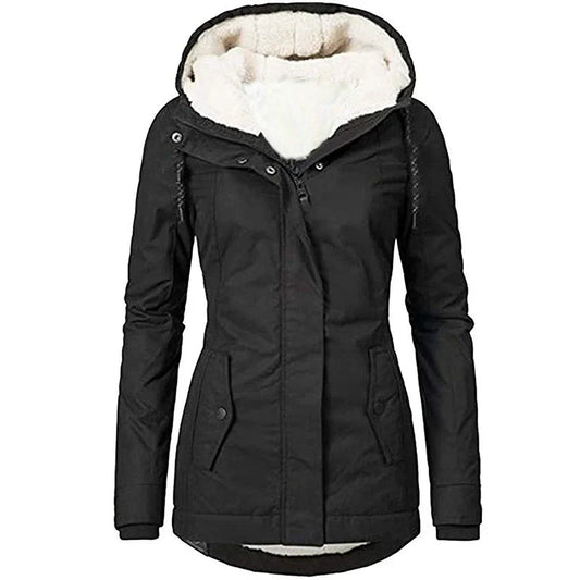 Women's Plush-Lined Weather Resistant Parka - UrbanShield Black