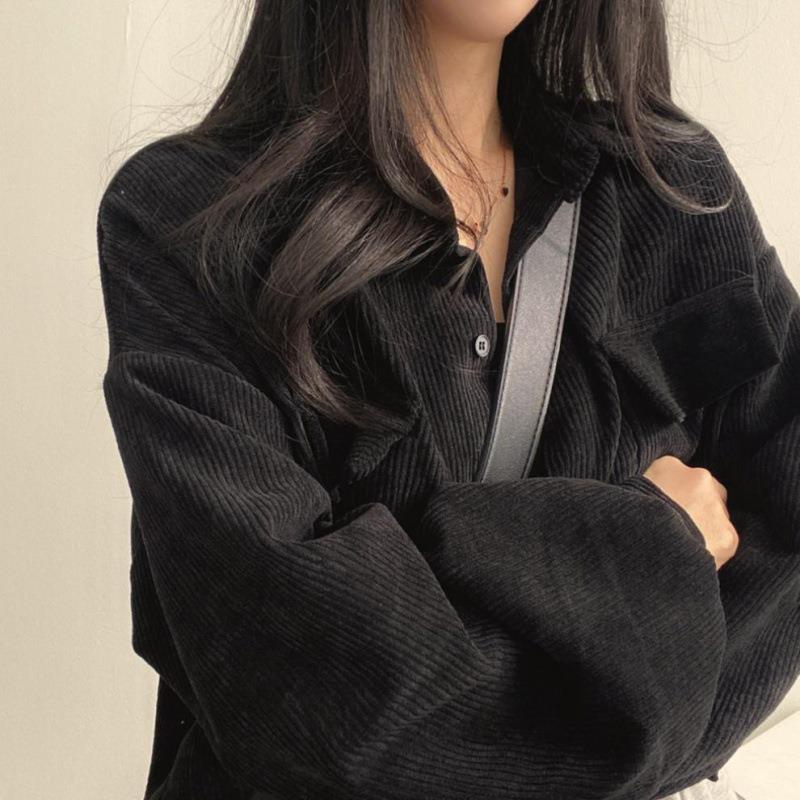 Women's Oversized Corduroy Shirt Jacket - Casual Chic Layer - CuddleCoat