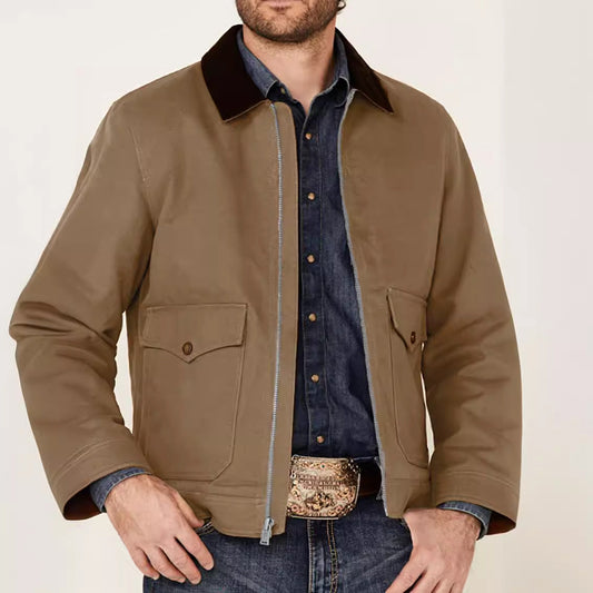 Men's Cotton Blend Jacket, Regular Fit - SmartZip Khaki