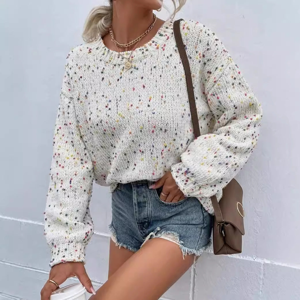 Women's Knit Pullover Sweater Relaxed Fit - SpeckleKnit