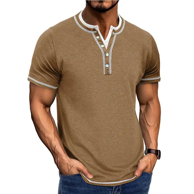 Men's Cotton Henley Shirt Classic Fit - HenleyEase Khaki