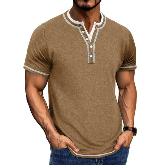 Men's Cotton Henley Shirt Classic Fit - HenleyEase Khaki