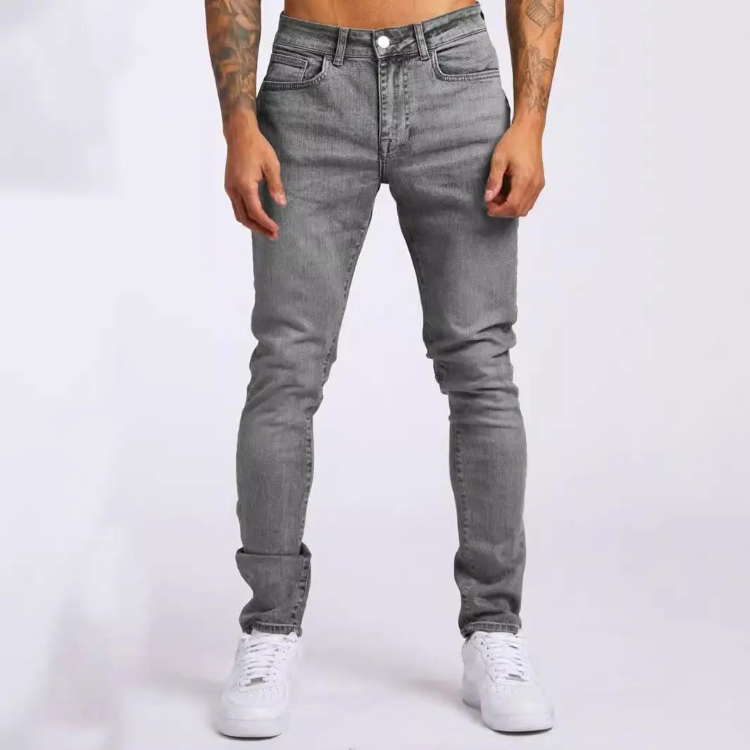 Men’s Jeans – Slim Fit – Classic Denim – Five Pocket – Full Length Casual Wear Gray