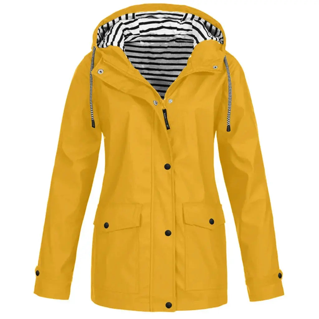 Men’s Outdoor Jacket – Waterproof – Regular Fit – Hooded – Button Cuffs – Flap Pockets Yellow