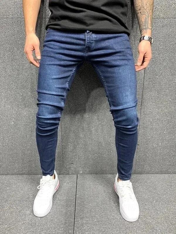 Men’s Skinny Jeans – Stretch Denim – Slim Fit – Five-Pocket Full Length Casual Dark Blue