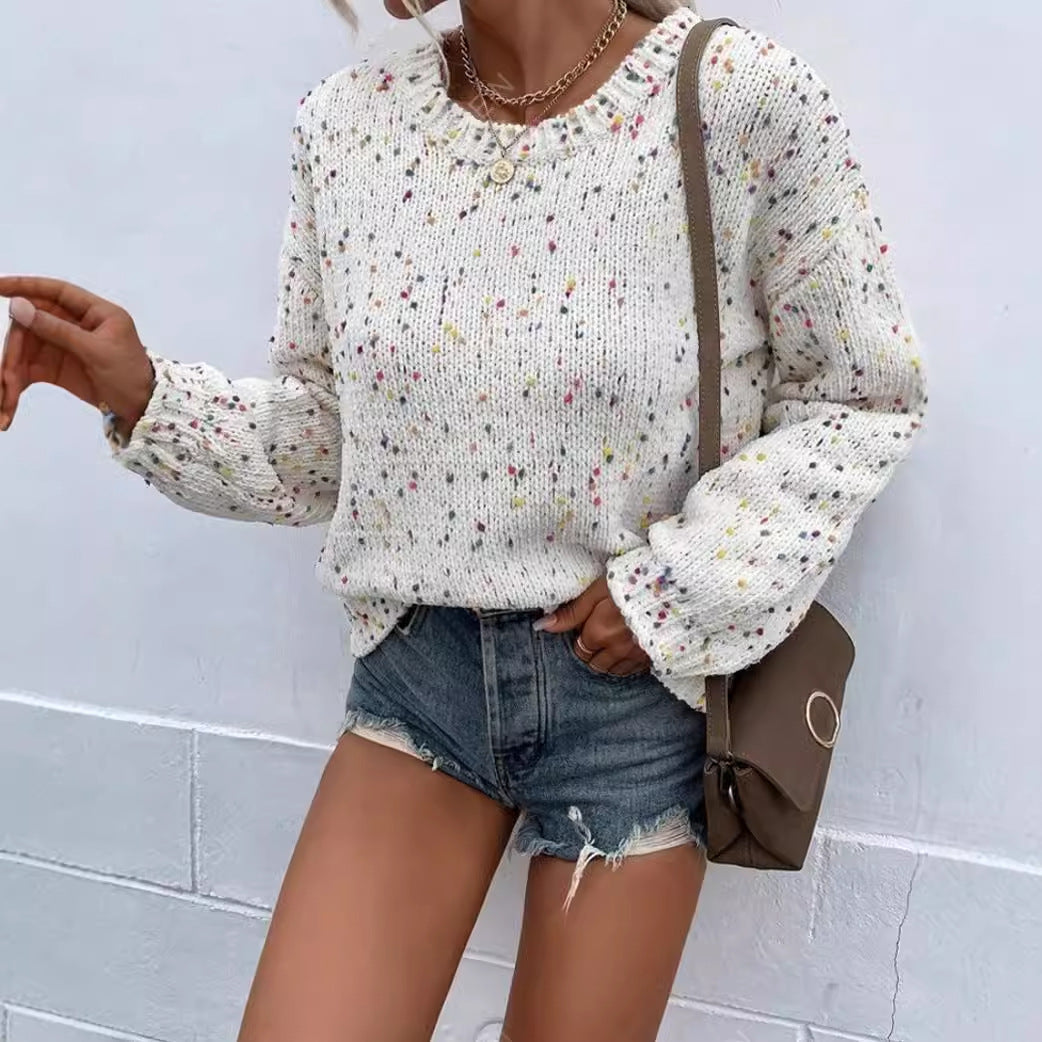 Women's Knit Pullover Sweater Relaxed Fit - SpeckleKnit