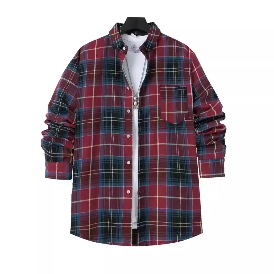 Men's Oversized Fit Cotton Checked Shirt - LumberJack Red