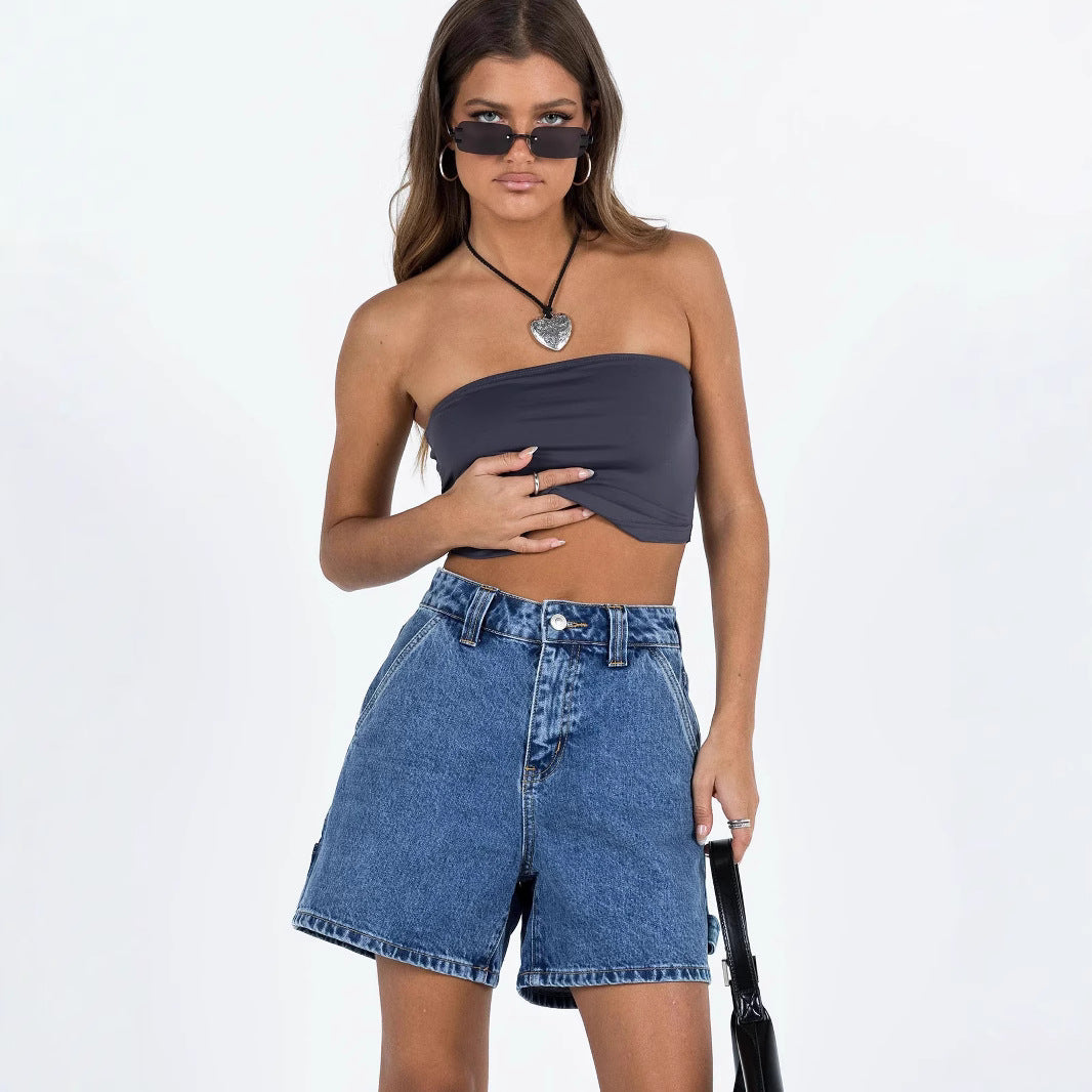 Women's Denim Shorts Relaxed Fit Mid-Rise - SummerEase
