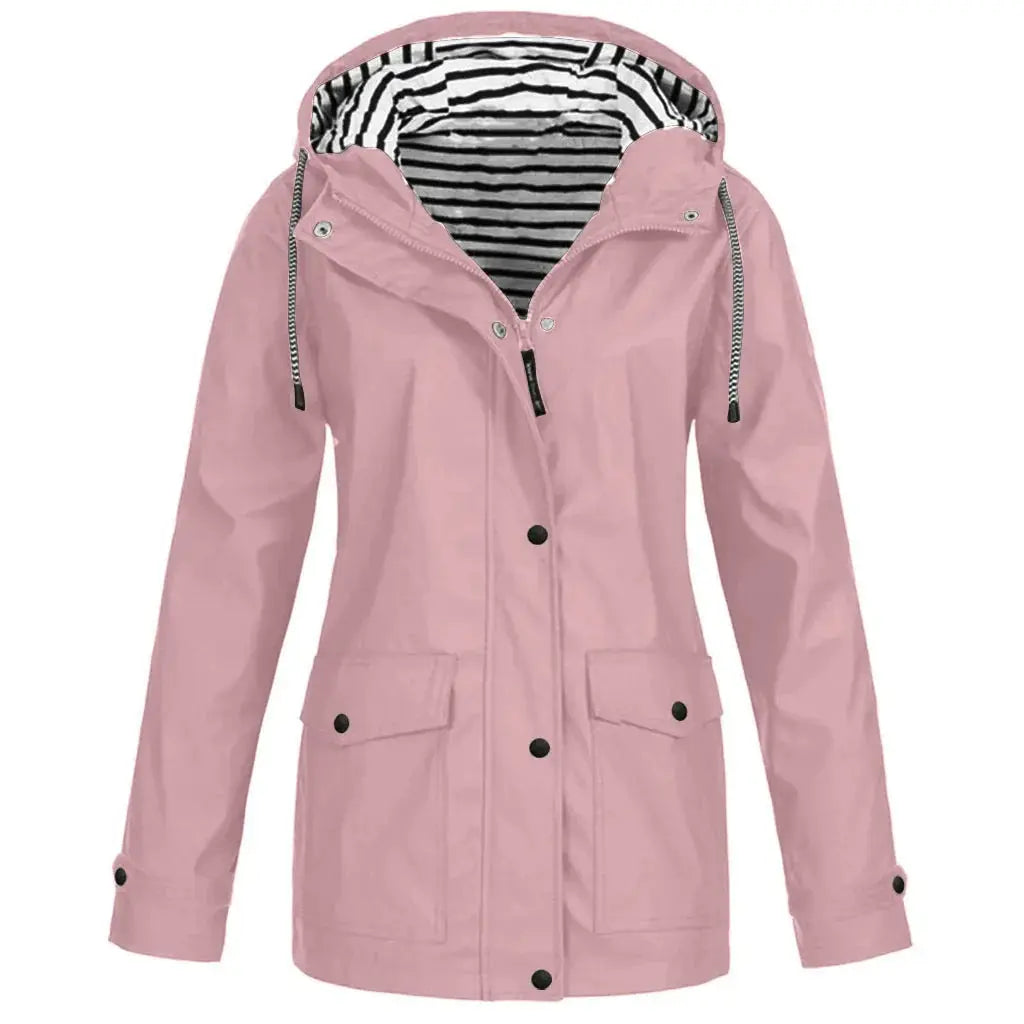 Men’s Outdoor Jacket – Waterproof – Regular Fit – Hooded – Button Cuffs – Flap Pockets Pink