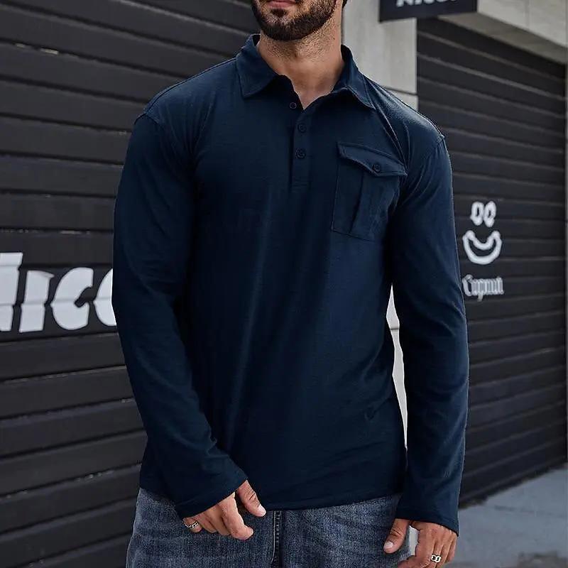 Men's Slim Fit Cotton Henley Shirt - Stand Collar - HenleyCool Royal Blue