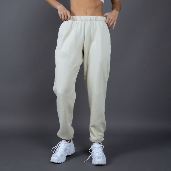 Men’s Sweatpants – Relaxed Fit – Elastic Waistband – Cotton – Side Pockets – Full Length White