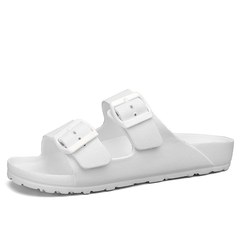 Men’s Sandals – Synthetic Leather – Open Toe – Adjustable Buckle Straps – Thick Sole White