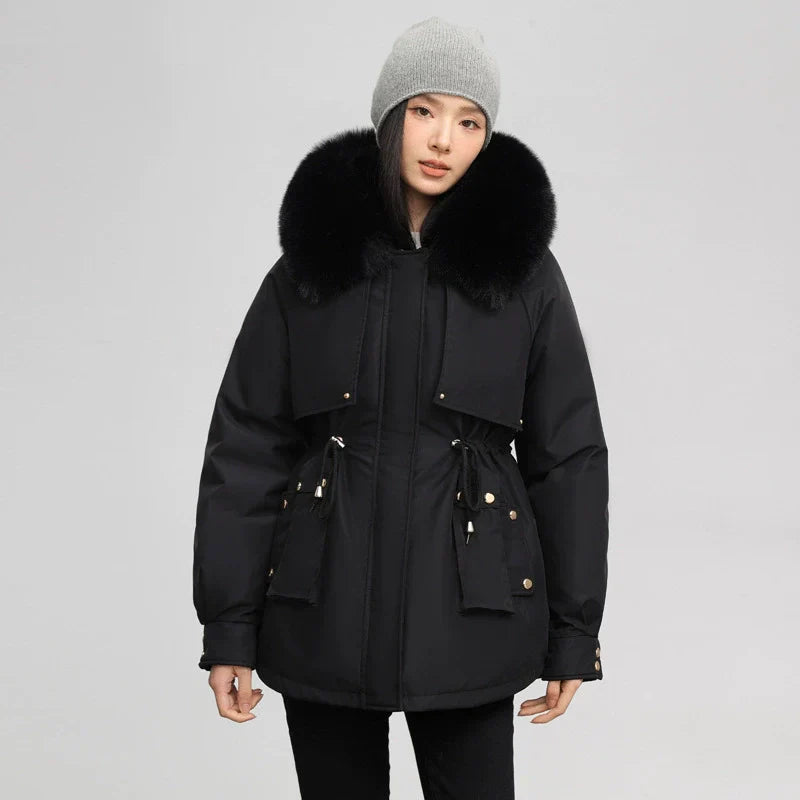 Women's Relaxed Fit Parka - Faux Fur Trim Winter Coat - UrbanChic Black