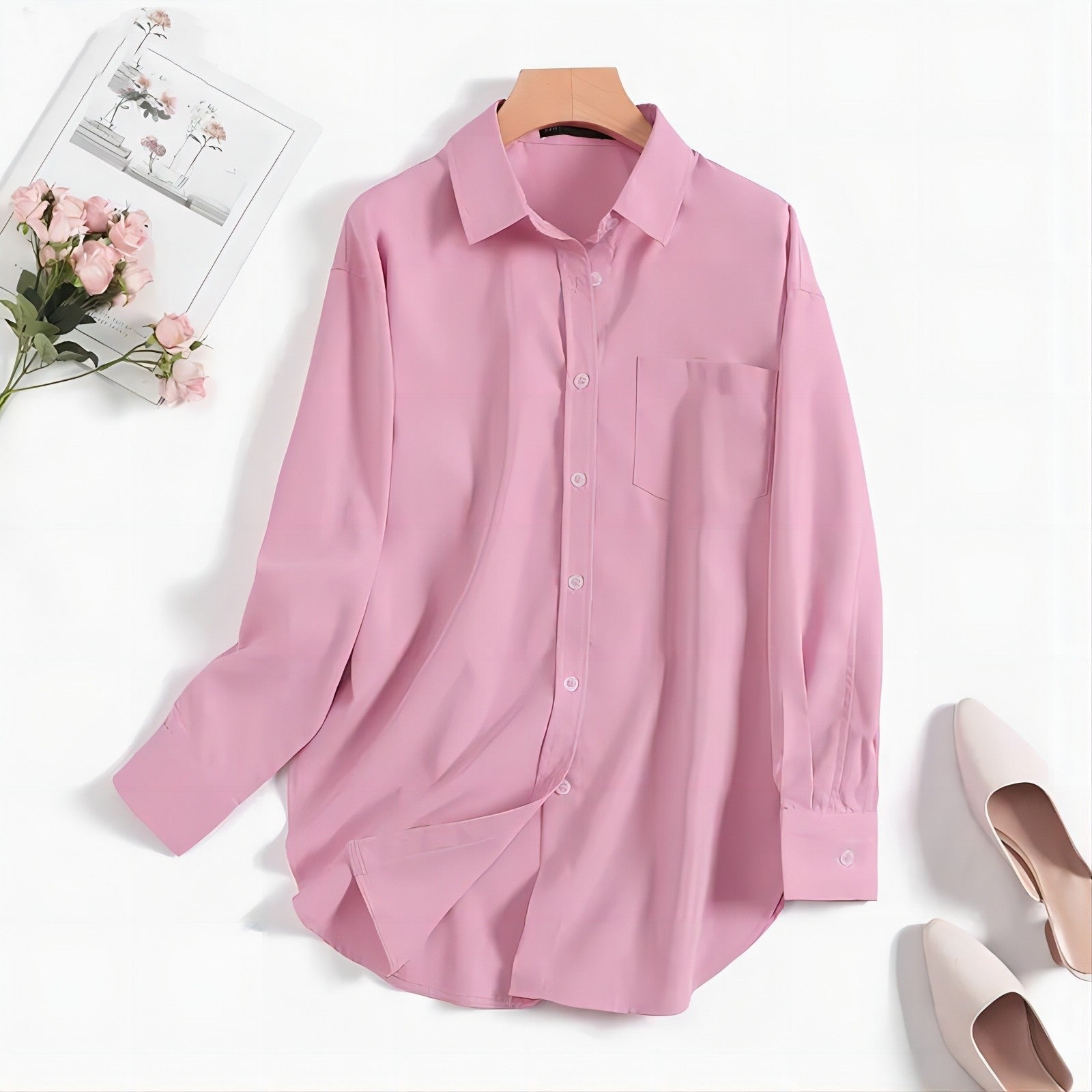 Women's Oversized Shirt - Relaxed Fit Button-Up, Everyday Chic - StyleEase