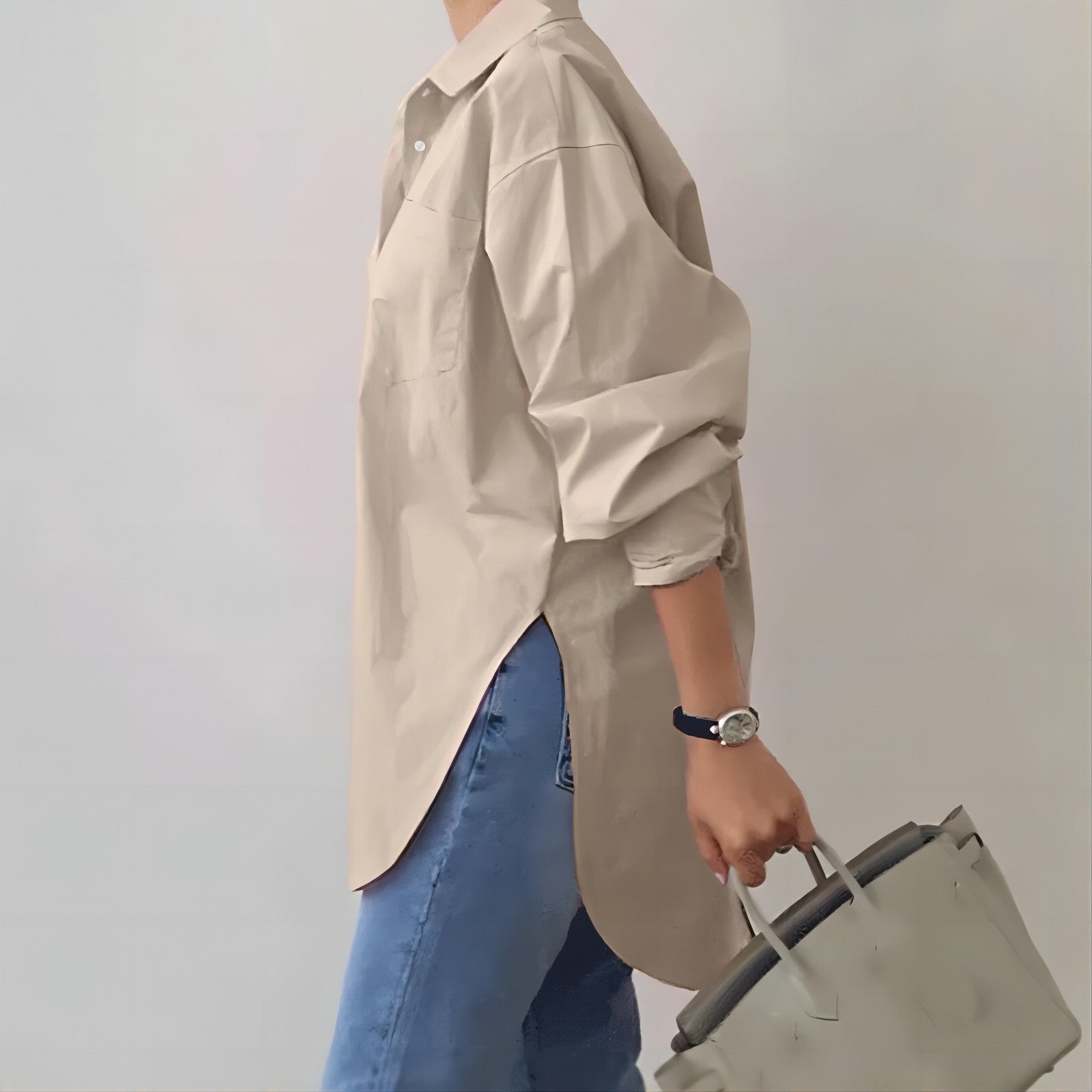 Women's Relaxed Fit Oversized Shirt - Effortless Chic, Button-Up - StyleEase